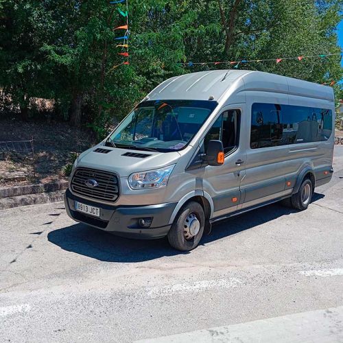 Minibus gris para transporte de personas